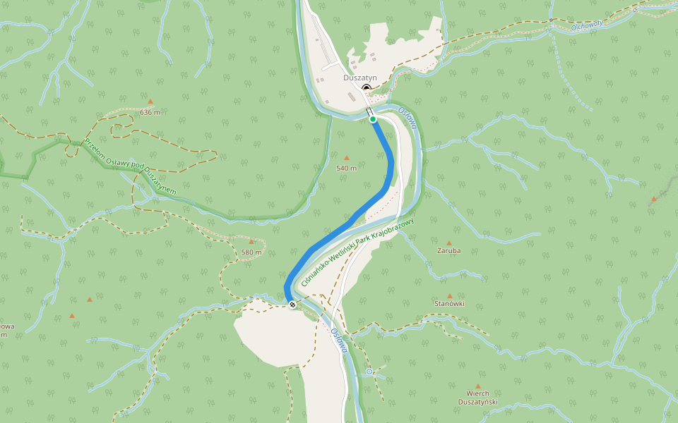 Bieszczadzka Kolejka Wąskotorowa walking route map in Duszatyn