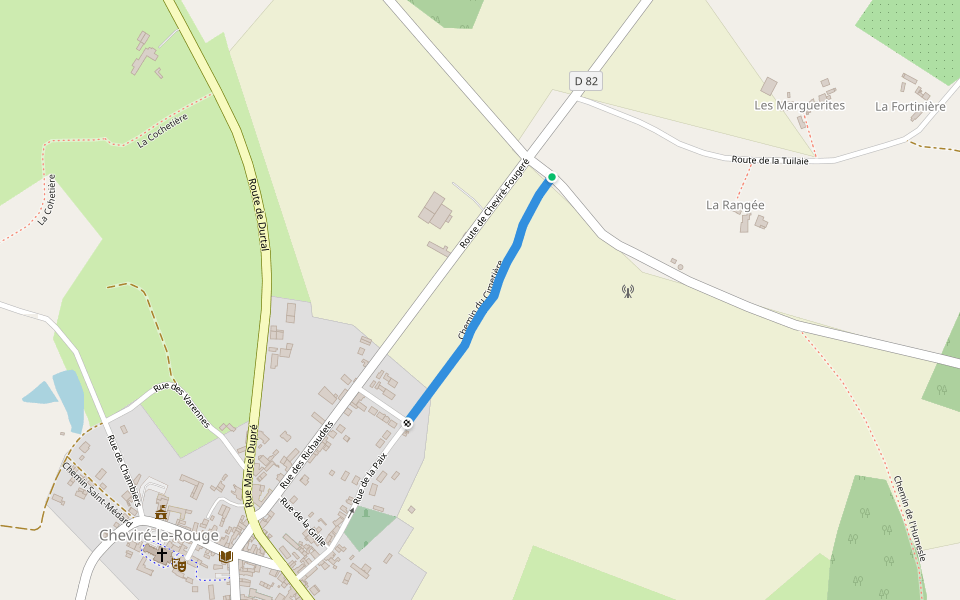 Chemin du Cimetière walking route map in Baugé en Anjou