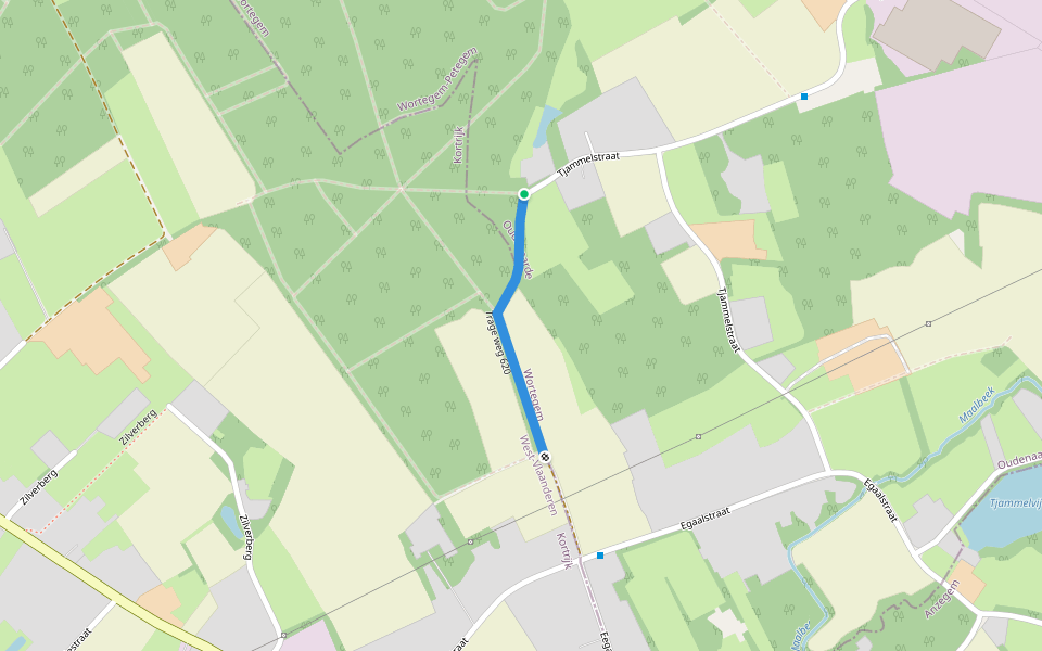 Trage weg 620 walking route map in Wortegem-Petegem