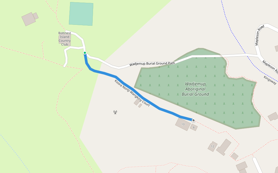 Koora Nortji Wangkiny Court walking route map in Rottnest Island