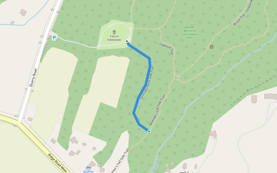 Grimsby Point Side Trail walking route map in Grimsby