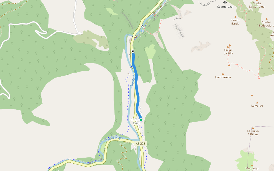 Senda del Oso II walking route map in Caranga de Abajo