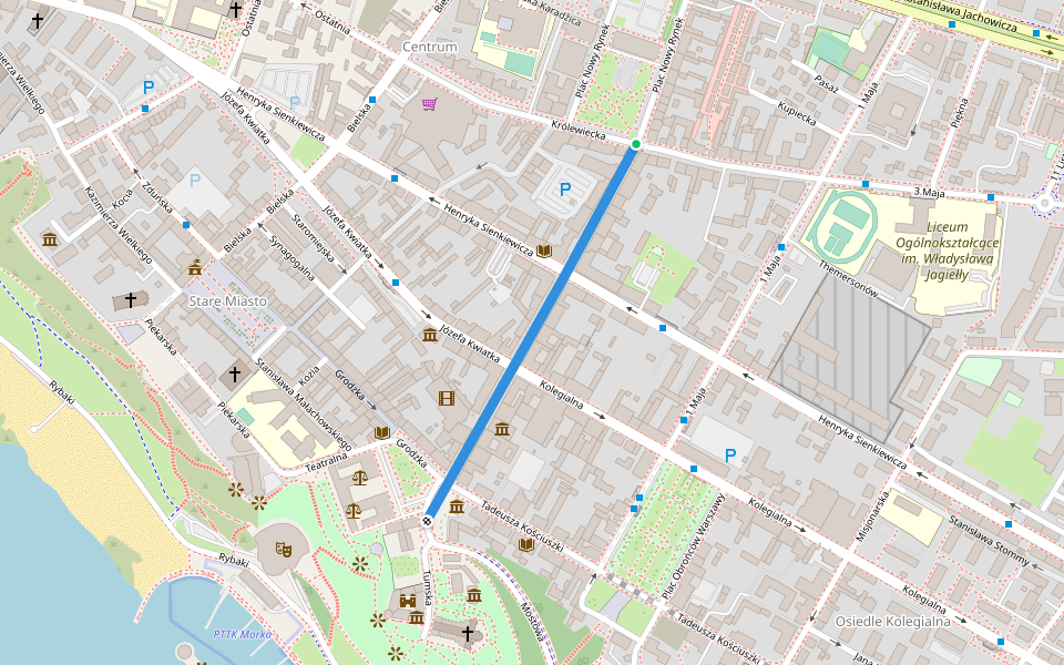 Tumska walking route map in Płock
