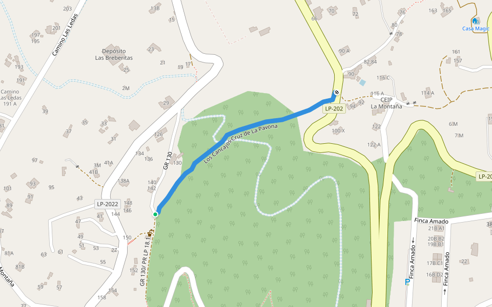 Los Cancajos-Cruz de La Pavona walking route map in Breña Baja