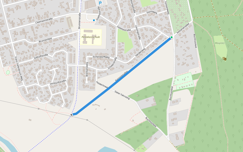 Kastanienallee walking route map in Parchim
