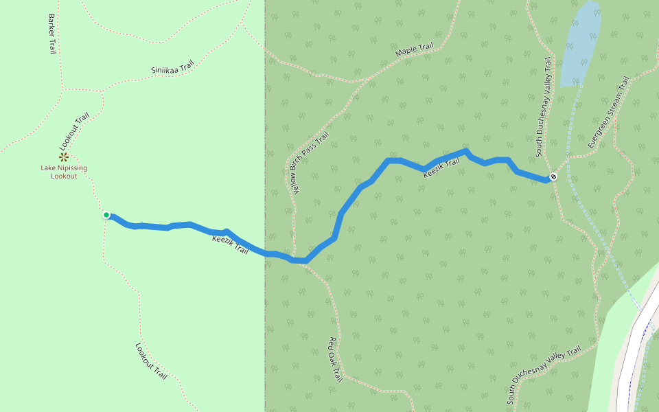 Keezik Trail walking route map in North Bay