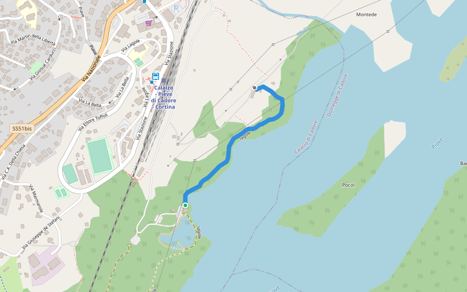 lagole walking route map in Calalzo di Cadore