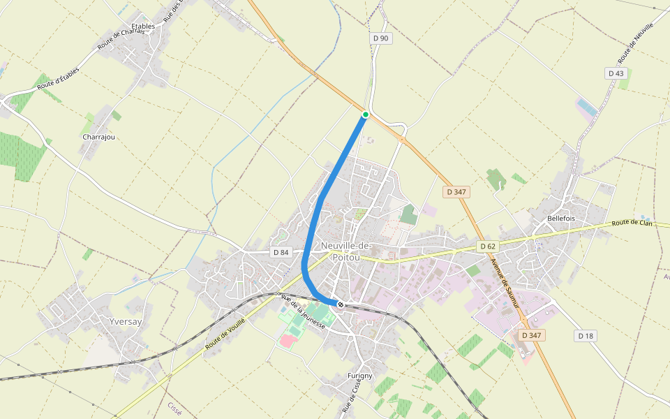 Arboretum de Neuville-de-Poitou walking route map in Neuville-de-Poitou