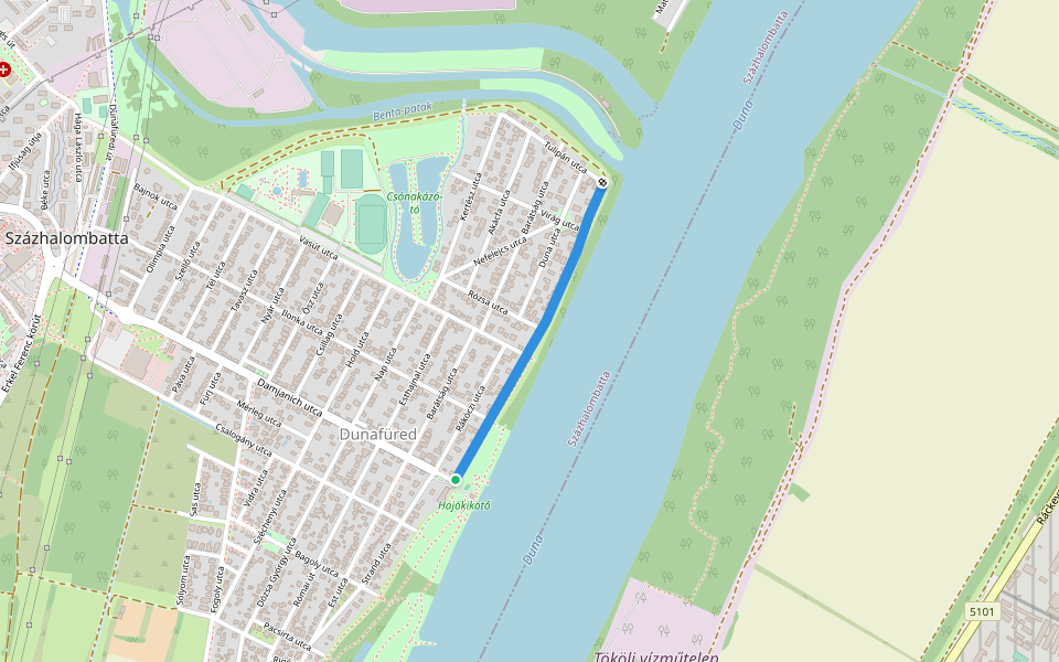 Mészáros Sándor utca walking route map in Százhalombatta