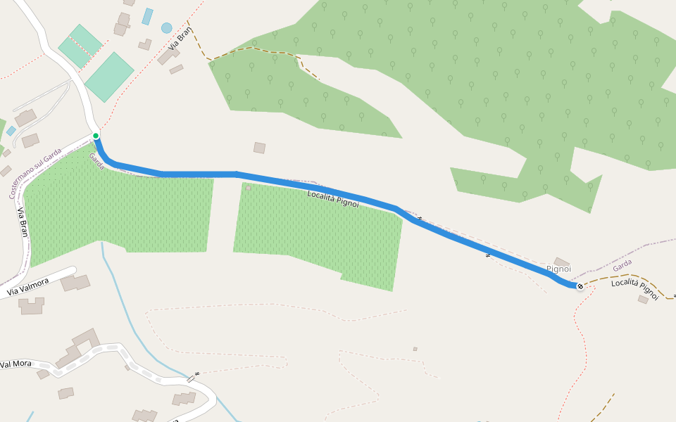 Località Pignoi walking route map in Garda