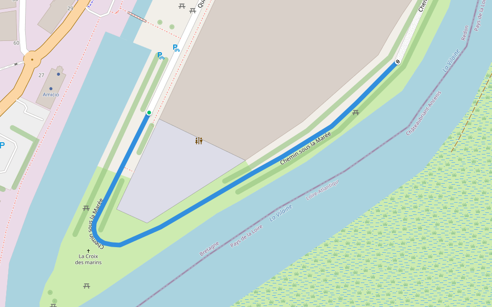 Chemin sous la Marée walking route map in Redon