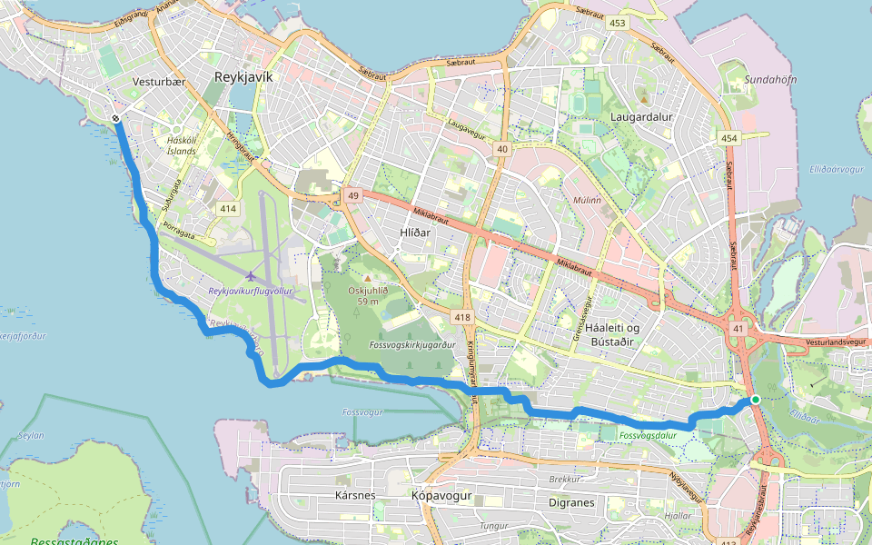 Sólarleið walking route map in Reykjavík