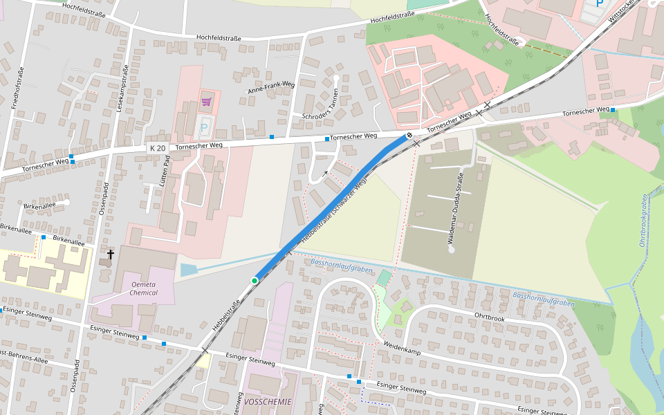 Hebbelstraße (Schwarzer Weg) walking route map in Uetersen