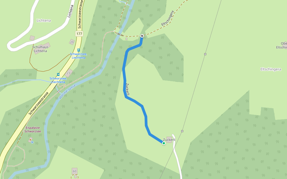 Zuckerli walking route map in Schwarzsee
