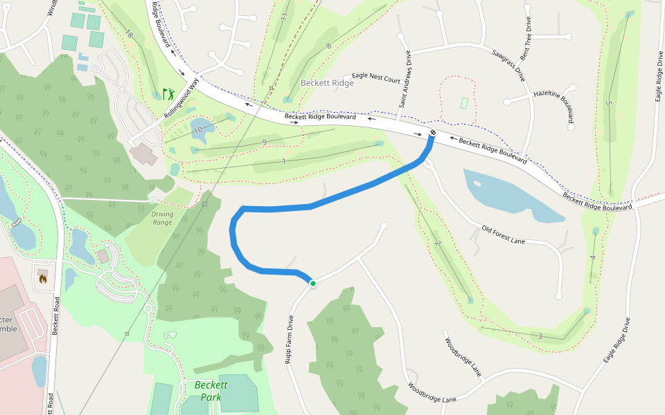 Deer Path walking route map in Beckett Ridge