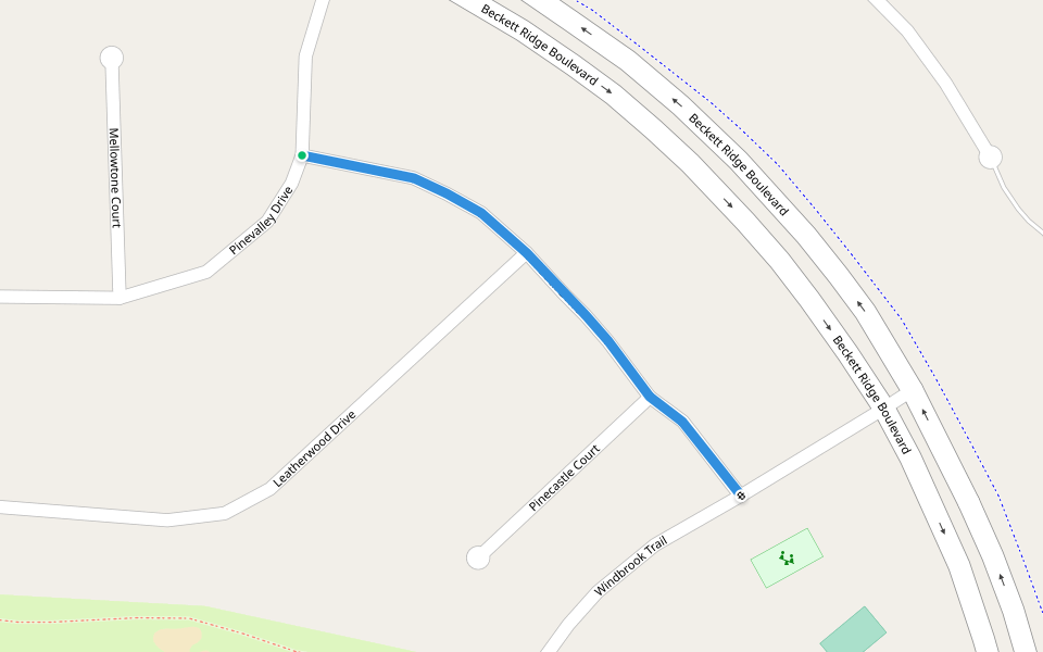 Leaf Back Drive walking route map in Beckett Ridge