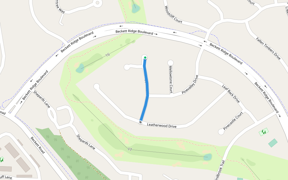 Pepperwood Drive walking route map in Beckett Ridge