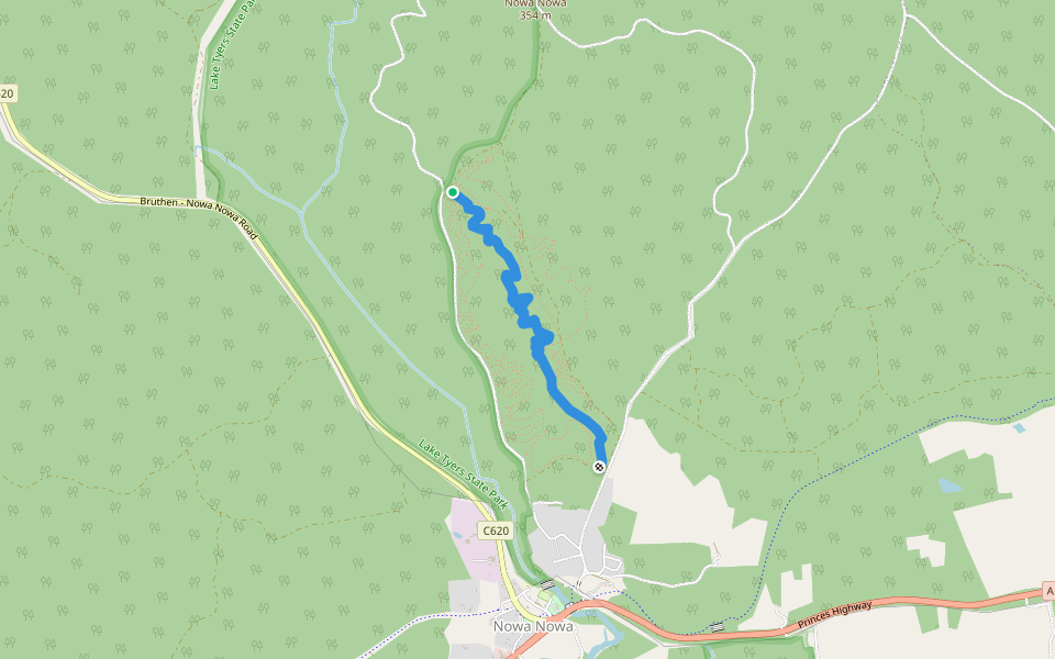 Jumping Jackaroo Track walking route map in Nowa Nowa