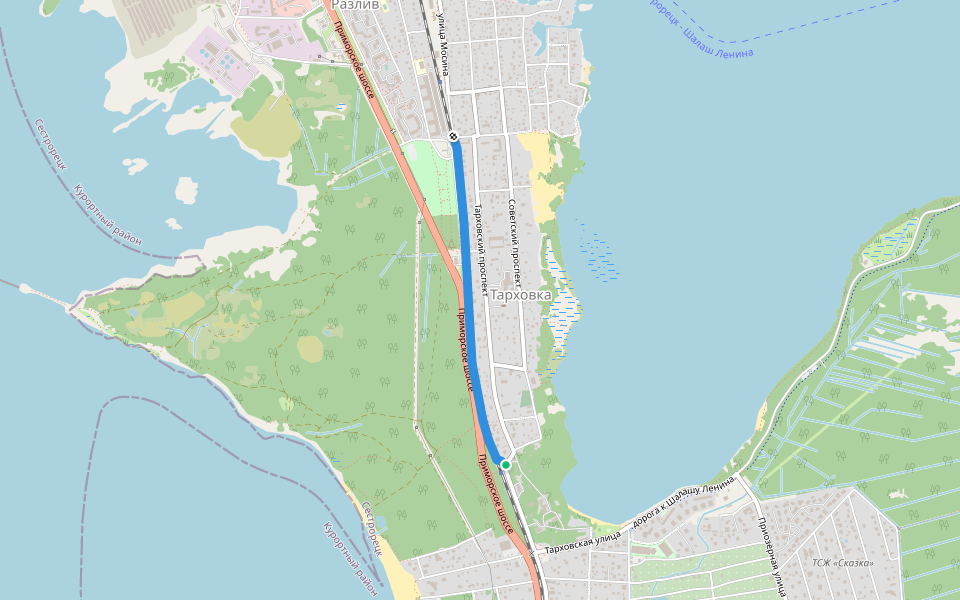 Федотовская дорожка walking route map in Ленинградская
