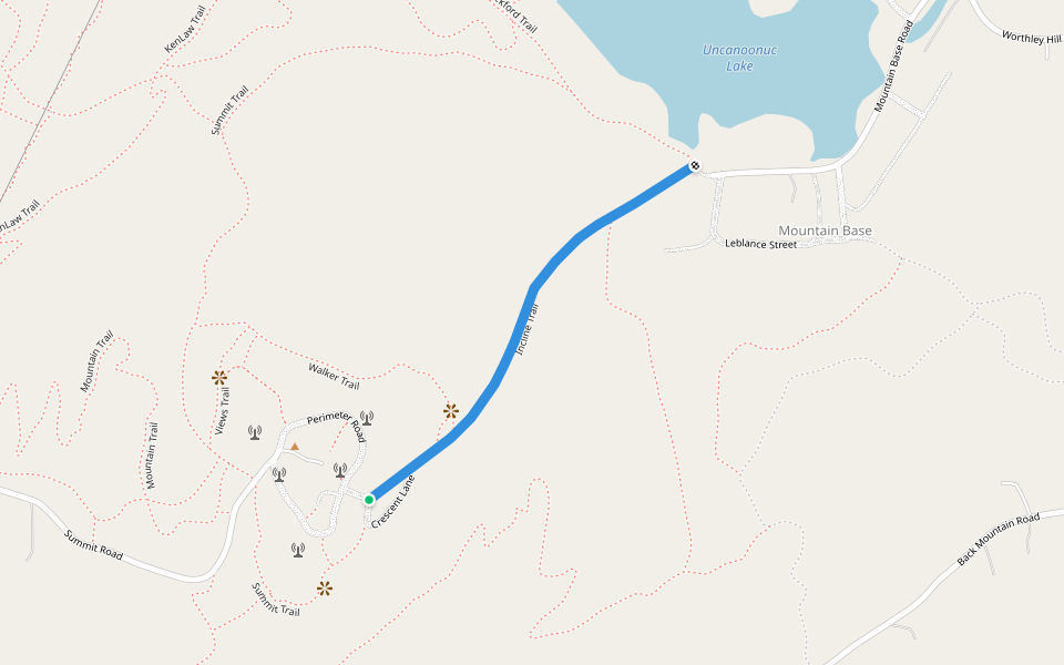 Incline Trail walking route map in Goffstown