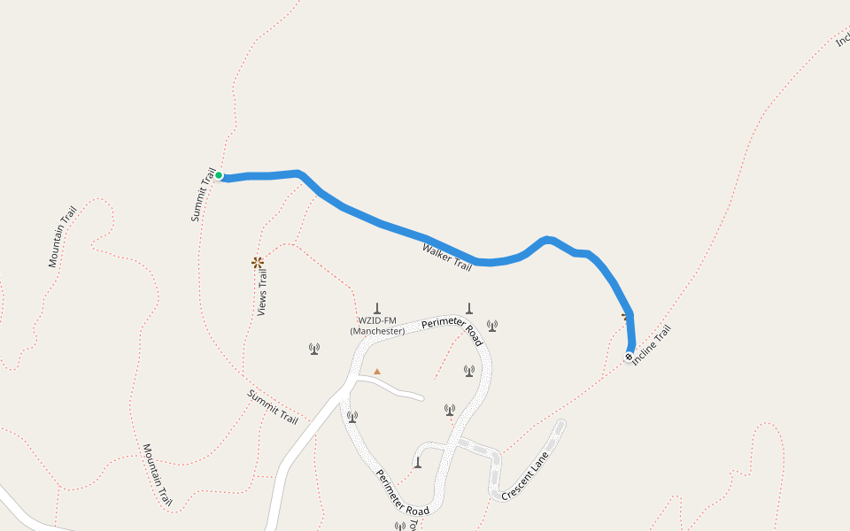 Walker Trail walking route map in Goffstown