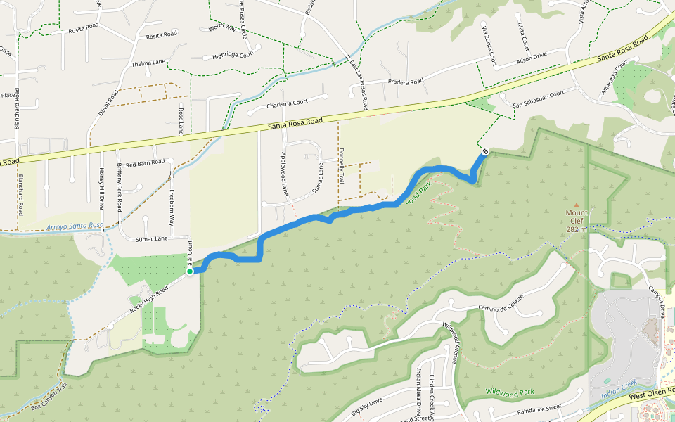 Lower Santa Rosa Trail walking route map in Santa Rosa Valley