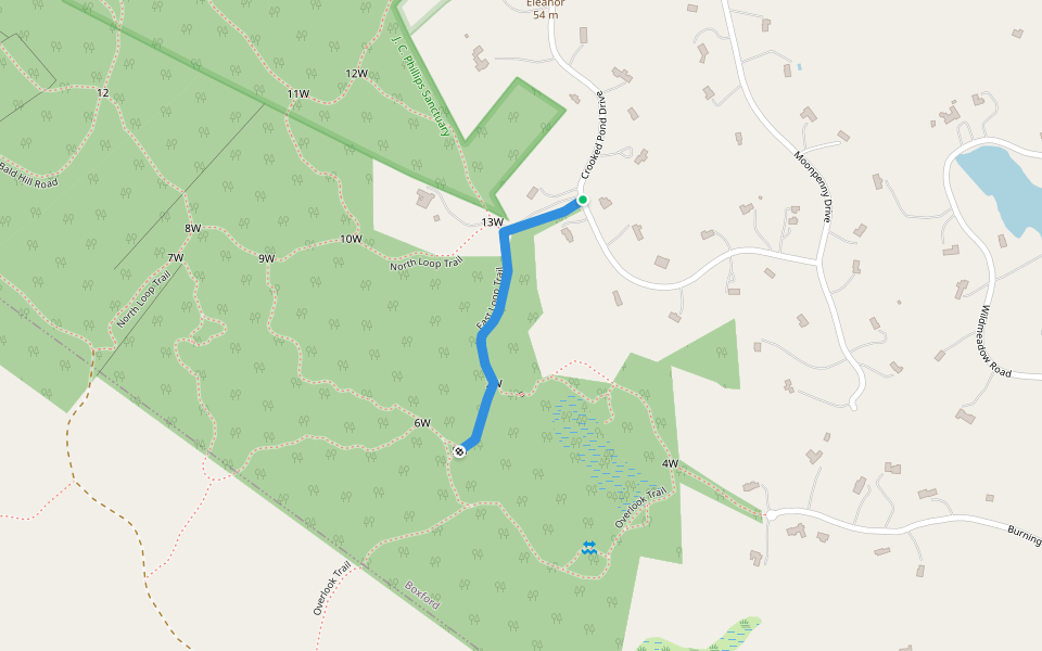 East Loop Trail walking route map in Boxford