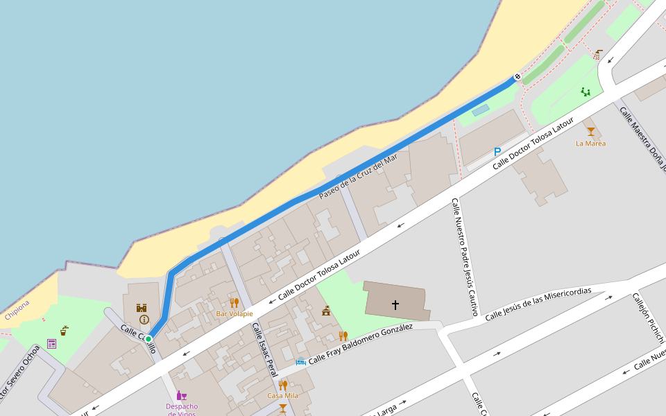 Paseo de la Cruz del Mar walking route map in Chipiona