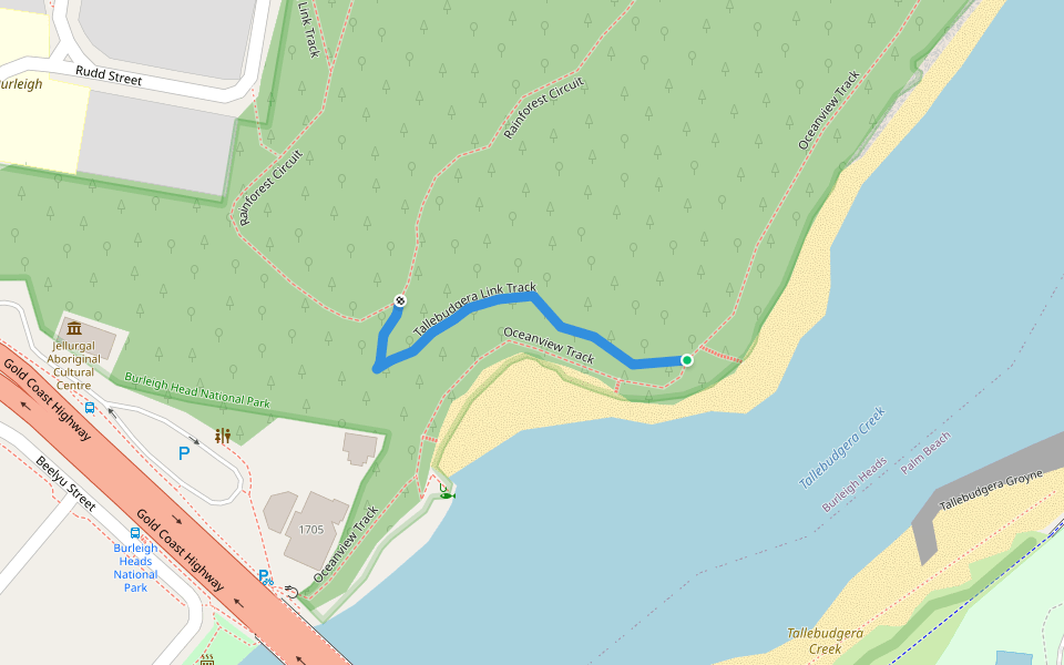Tallebudgera Link Track walking route map in Burleigh Heads