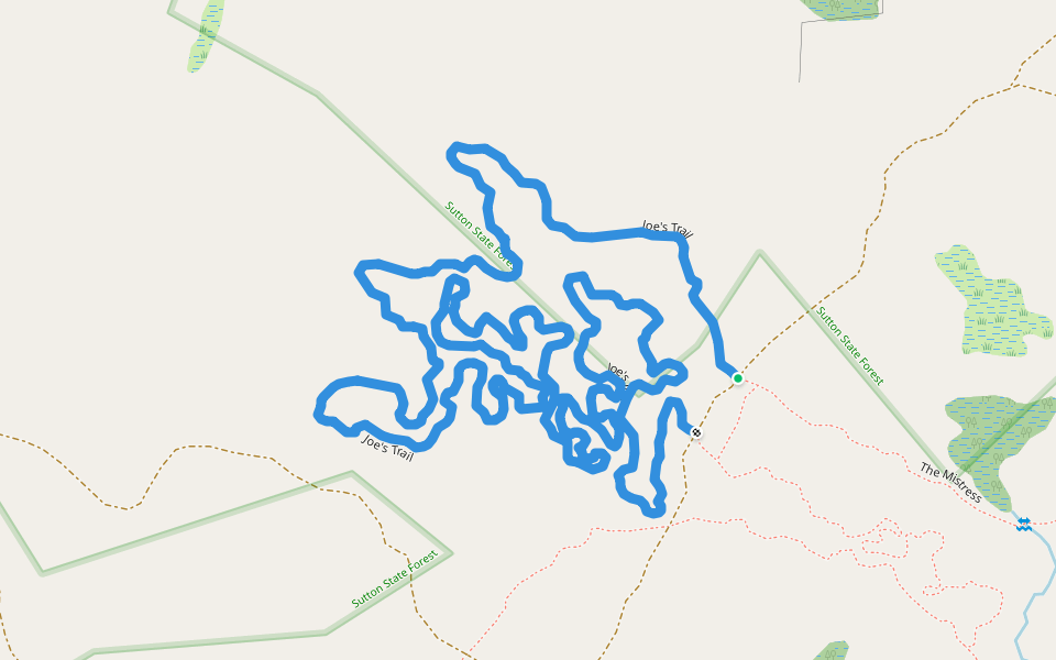 Joe's Trail walking route map in Sutton