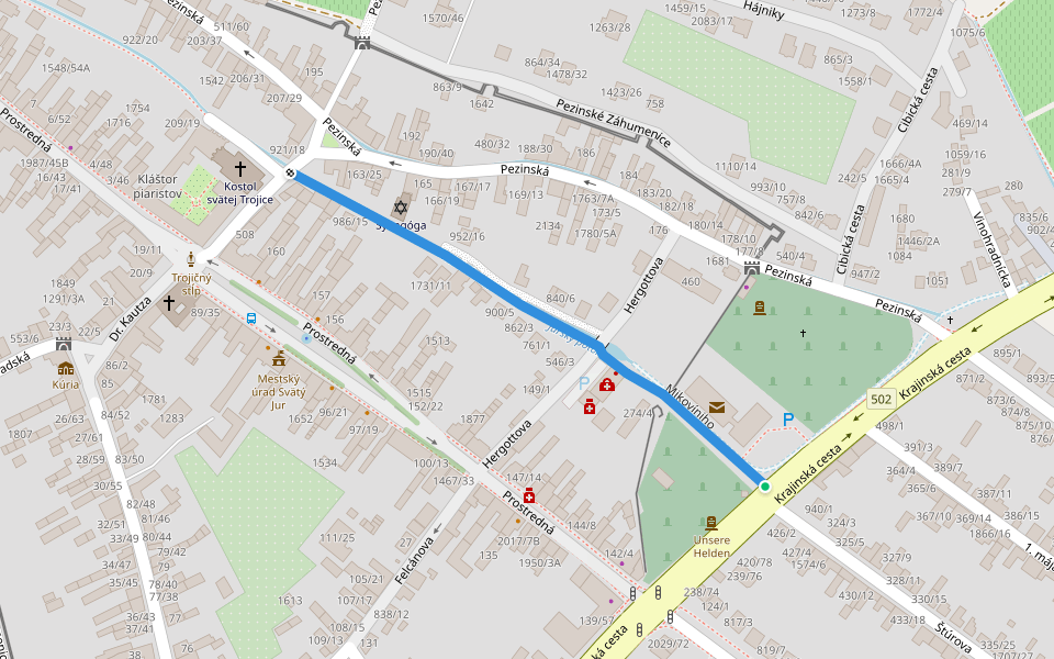 Mikovíniho walking route map in Svätý Jur
