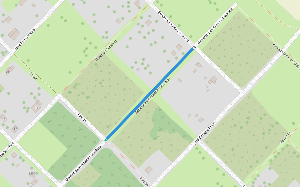 General Juan Antonio Lavalleja walking route map in Nuevo Berlín