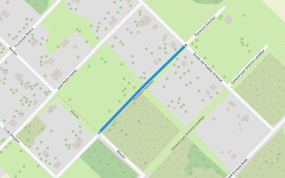 Florencio Sánchez walking route map in Nuevo Berlín