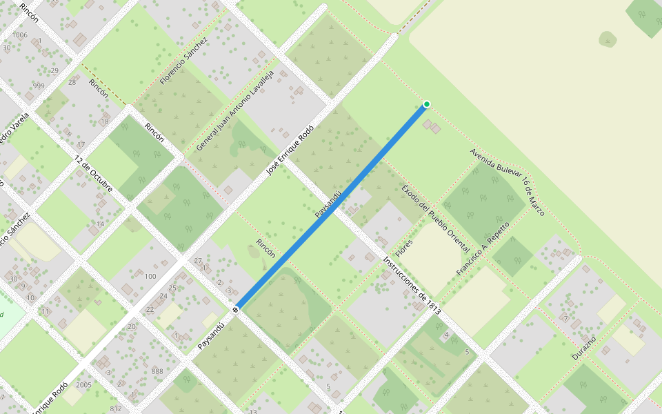 Paysandú walking route map in Las Cañas
