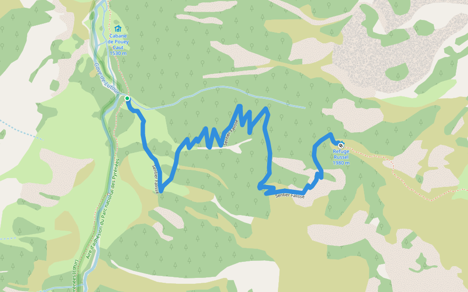 Sentier Falisse walking route map in Cauterets