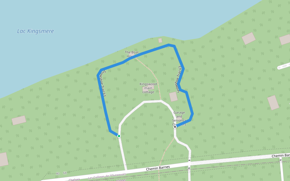 Snowshoe Trail 63 walking route map in Chelsea