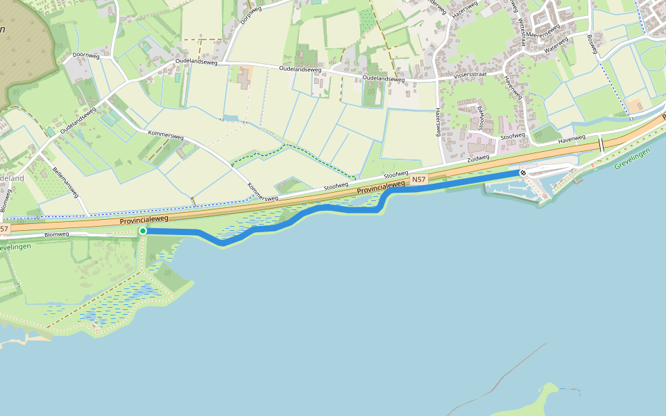 Oudelandse Zeedijk walking route map in Ouddorp