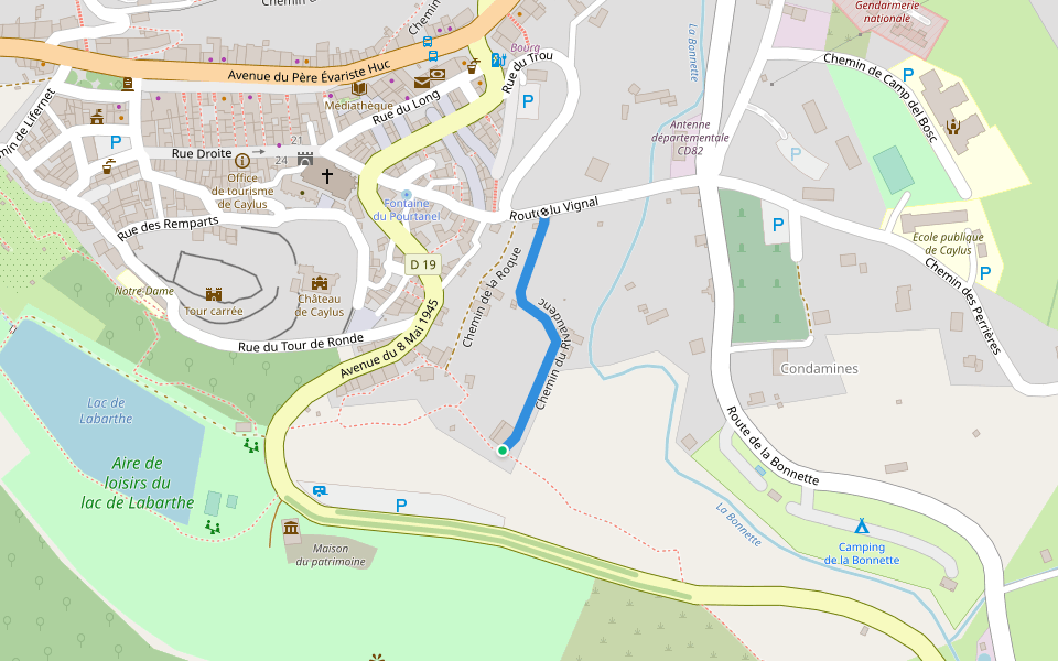 Chemin du Rivaudenc walking route map in Caylus