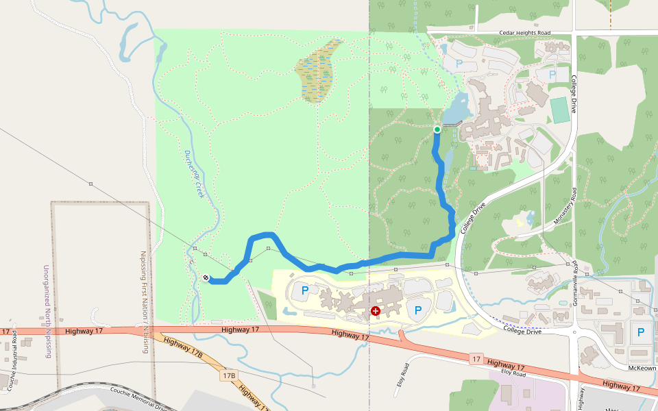 South Duchesnay Valley Trail walking route map in North Bay