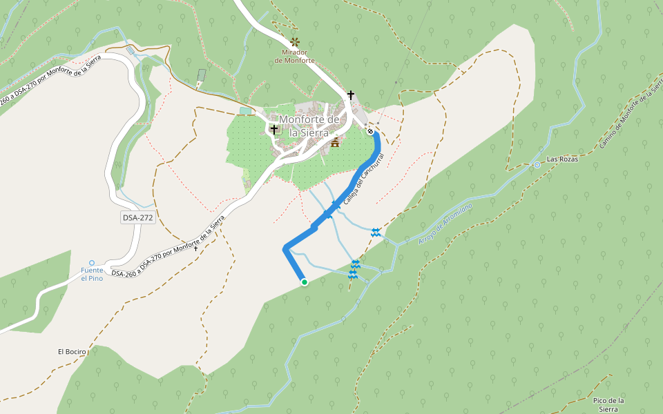 Calleja del Canchurral walking route map in Monforte de la Sierra