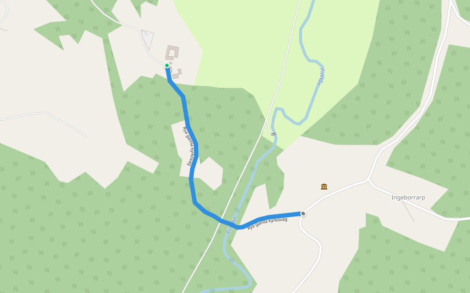 Rya gamla kyrkoväg walking route map in Rya