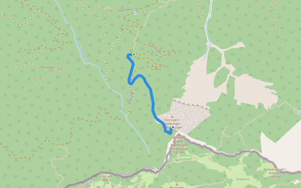 Goritschach, 684 walking route map in Villach