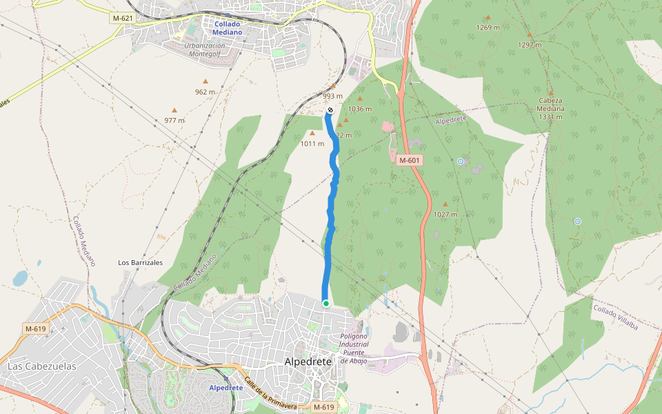 Camino de la Pasada walking route map in Alpedrete