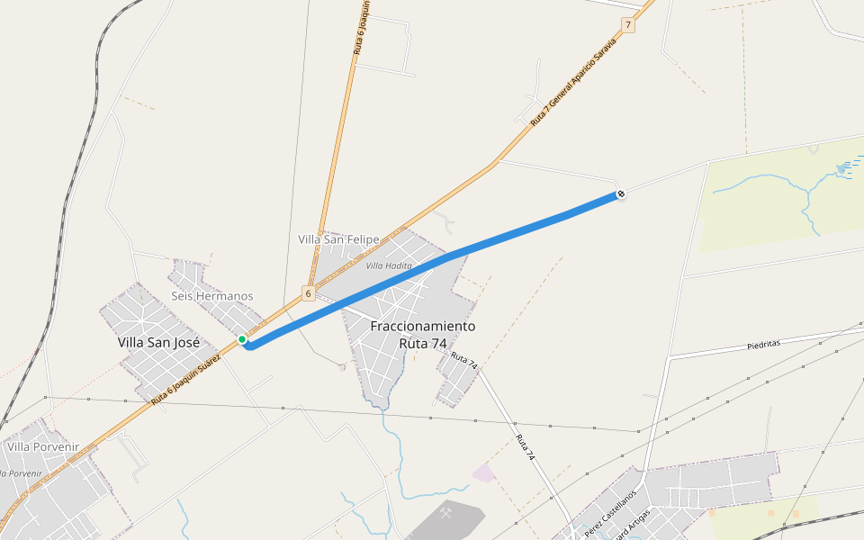 Camino de las tropas walking route map in Seis Hermanos