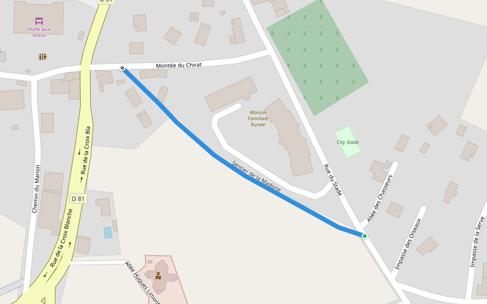 Sentier de la Madone walking route map in Saint-Laurent-de-Chamousset