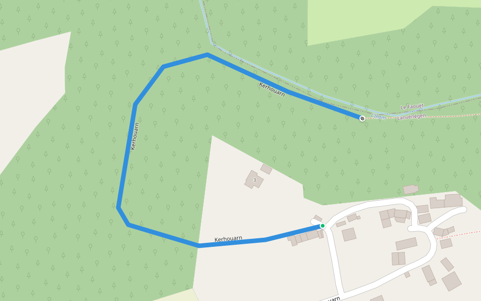 Kerhouarn walking route map in Lanvénégen
