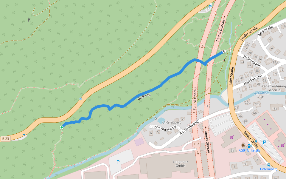 Gaißweg walking route map in Oberau