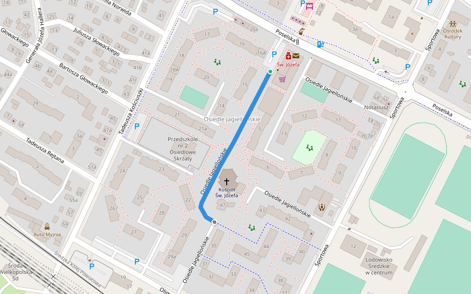 Osiedle Jagiellońskie walking route map in Środa Wielkopolska