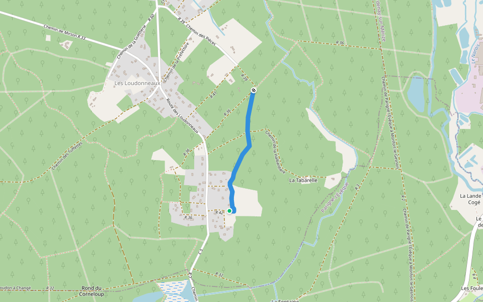 Chemin des Rochers au Gué Boussas walking route map in Saint-Mars-la-Brière