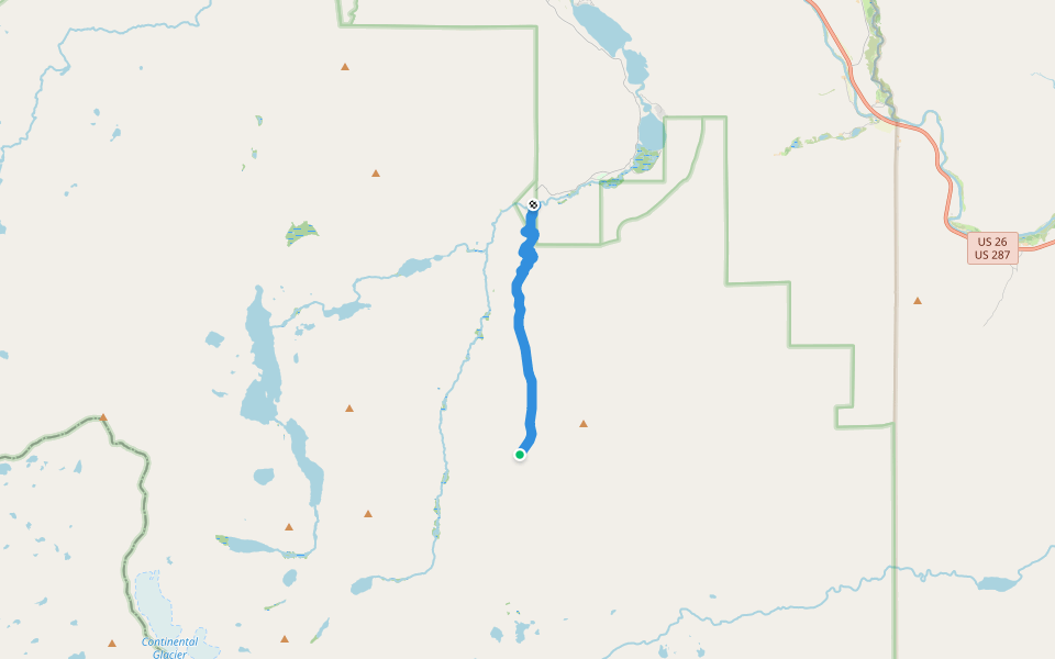 Old Glacier Trail walking route map in Dubois